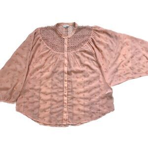 Lucky Brand popover dolman sleeve crochet detail L
